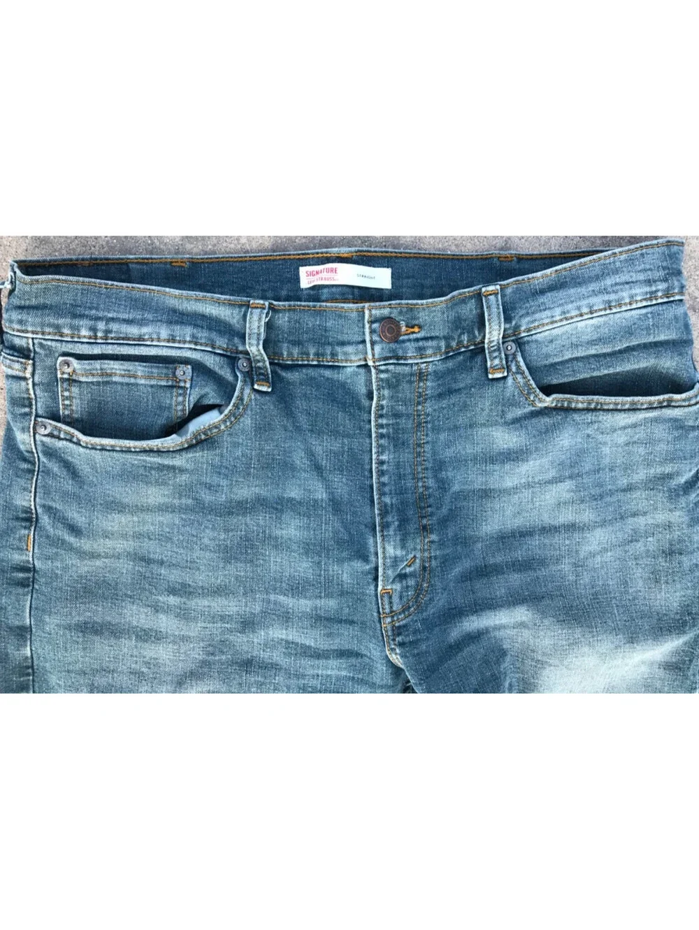 Signature by Levi Strauss & Co Jeans Men 38x32 Blue Denim Straight Faded Stretch